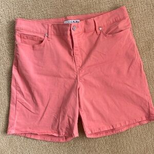Code Bleu Chelsea High Rise 5 Pocket Stretch Denim Shorts - Size 14 - Orange